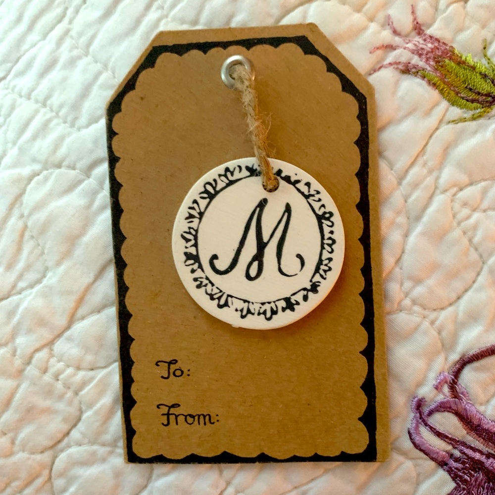 Anthropologie Molly Hatch Initial “M” ornament or gift topper/tag